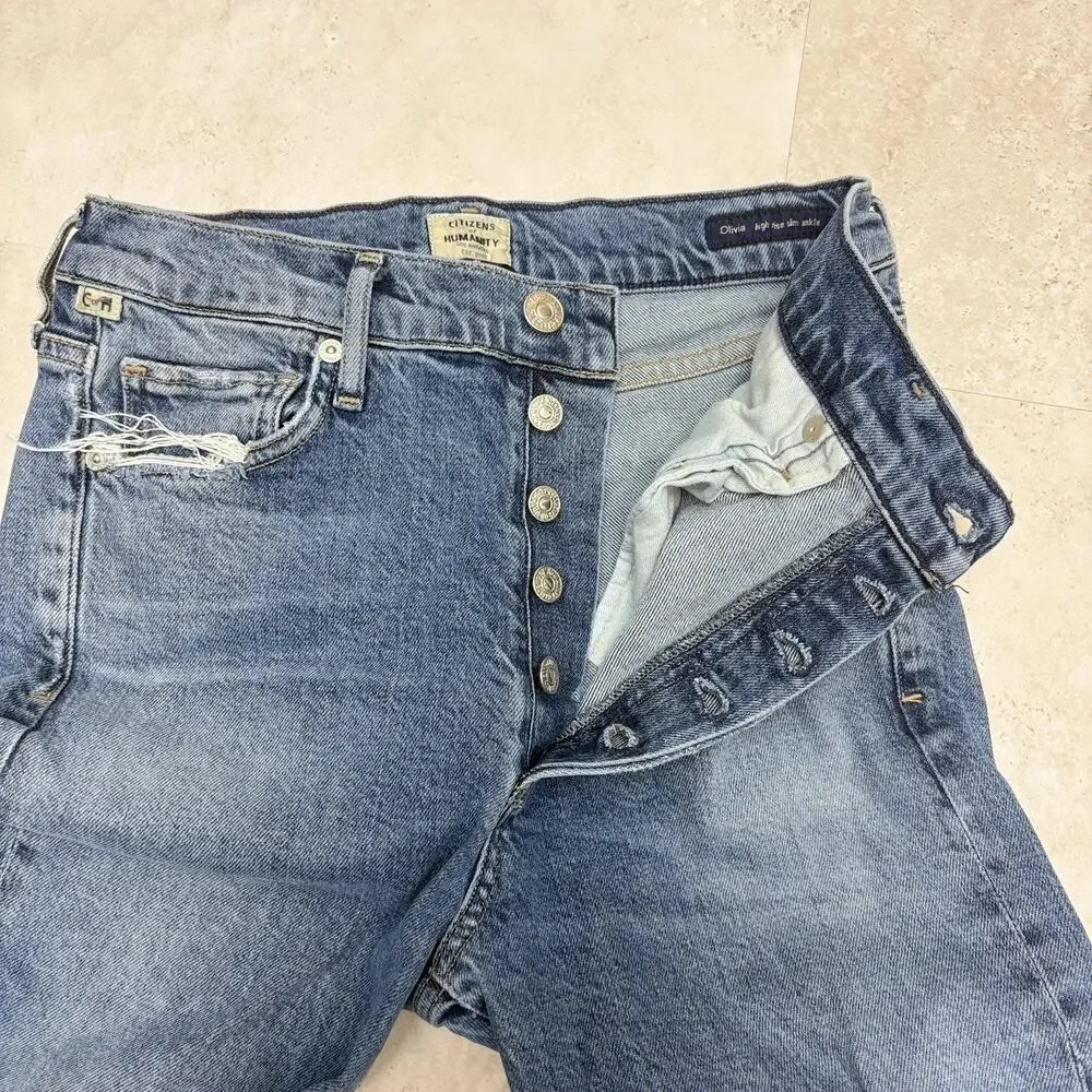 Citizens of Humanity Jeans Olivia Premium Vintage High Rise Slim Distressed 26